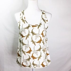H&M Sz 6 White Alligator Print Tank Top N